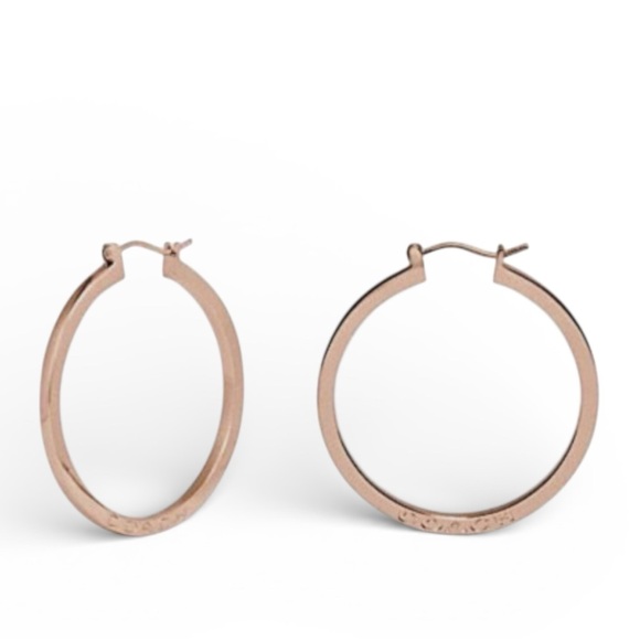 Coach - Signature Logo Hoop Earrings in a Rose Gold-Tone Finish, MSRP $88 - Picture 4 of 4
